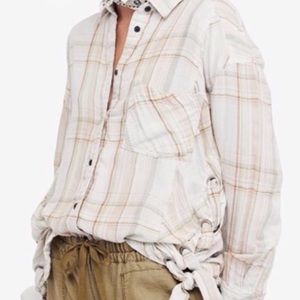 Free people long sleeve button up with braiding on the sides